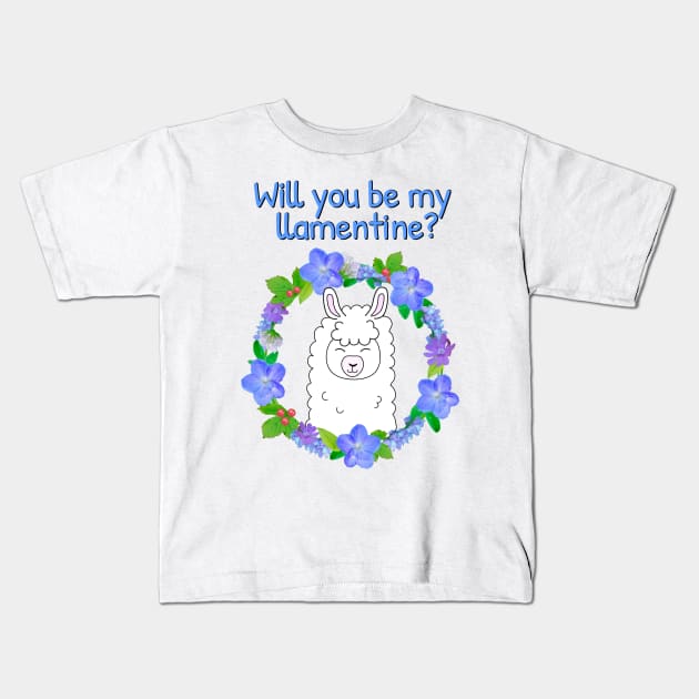 Will you be my llamentine? Cute llama valentines day Kids T-Shirt by Purrfect